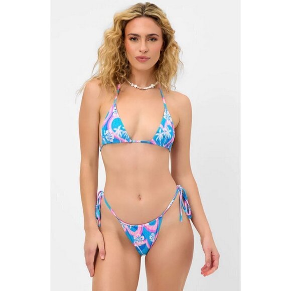 💕FRANKIES BIKINIS💕 Tia Mesh Triangle Top + String Bottom ~ Tropic Love XL NWOT - Picture 3 of 12